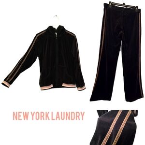 NYL New York Laundry Velour Track Suit Black Accent Stripe